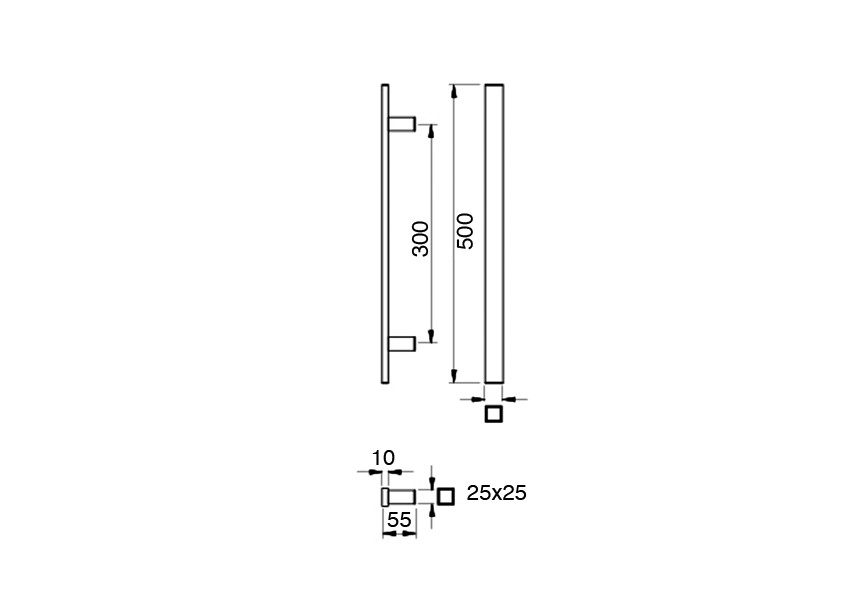 Barre de tirage Hext D40X10 I300 L500 H55 Dc25X25