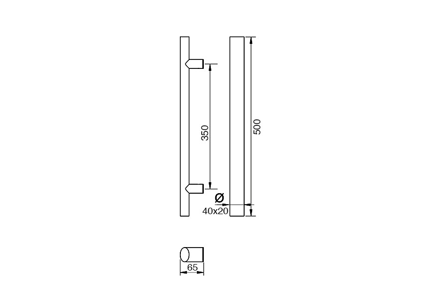 Barre de tirage Hext D40X20 I350 L500 H65