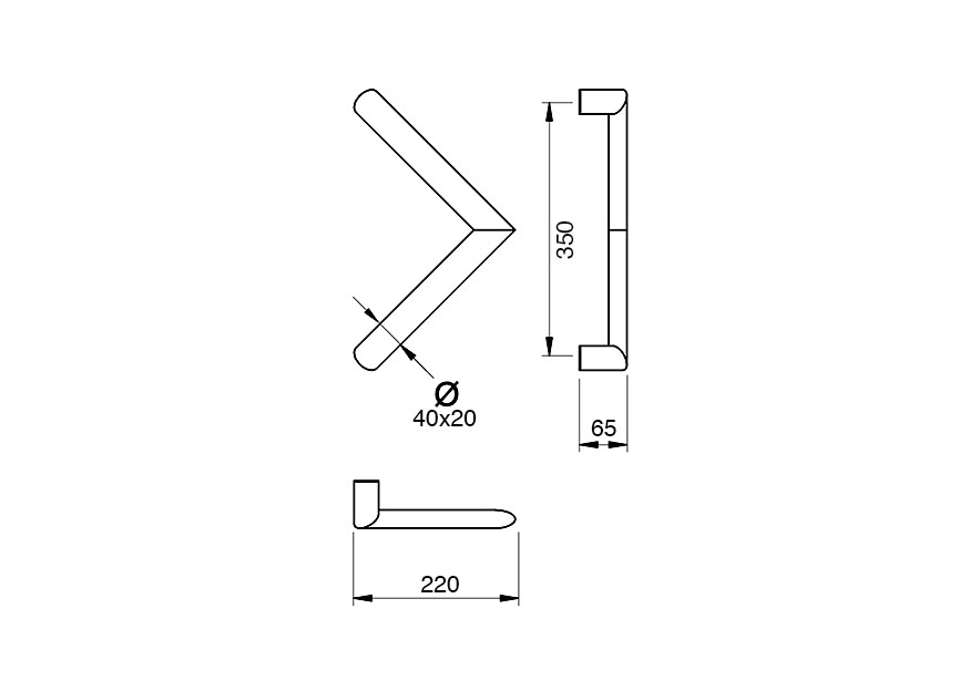 8-3048-010~~Deurgreep Hext D40X20 I350 H65 B220