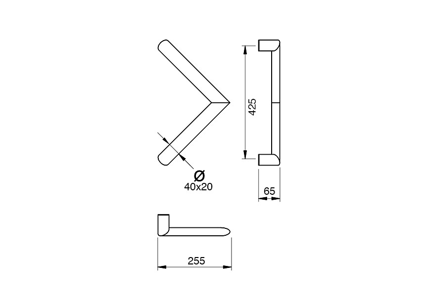 Barre de tirage Hext D40X20 I425 H65 B255