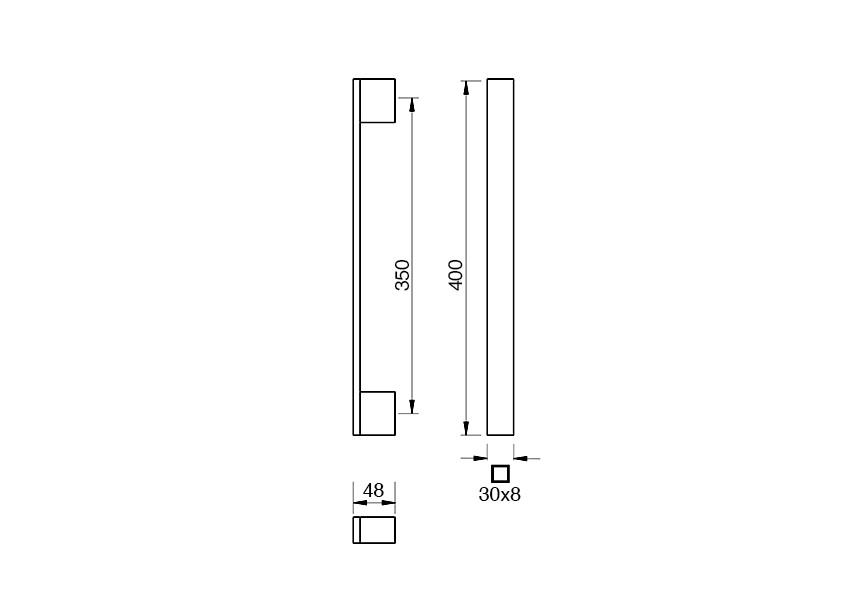 9-0048-010~~Deurgreep Hext D30X8 I350 L400 H48