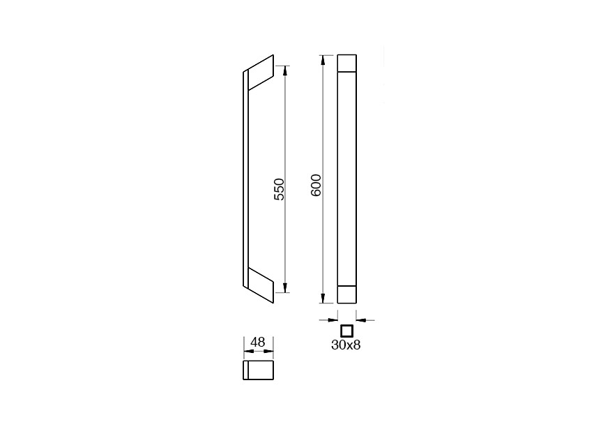 Barre de tirage Hext D30X8 I550 L600 H48