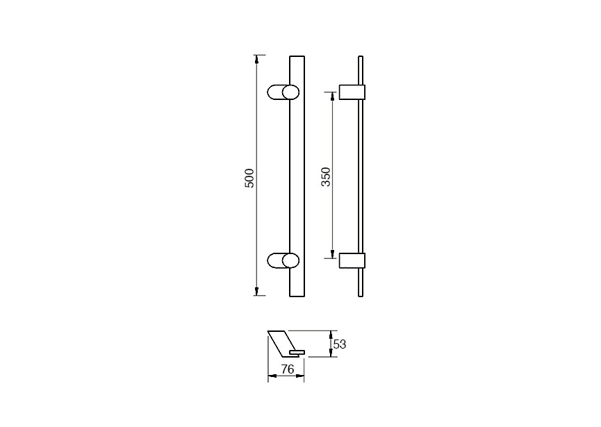 Barre de tirage Hext D30X8 I350 L500 H53 B76