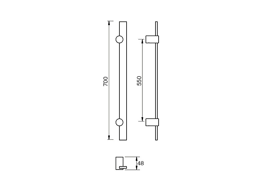 Barre de tirage Hext D30X8 I550 L700 H48