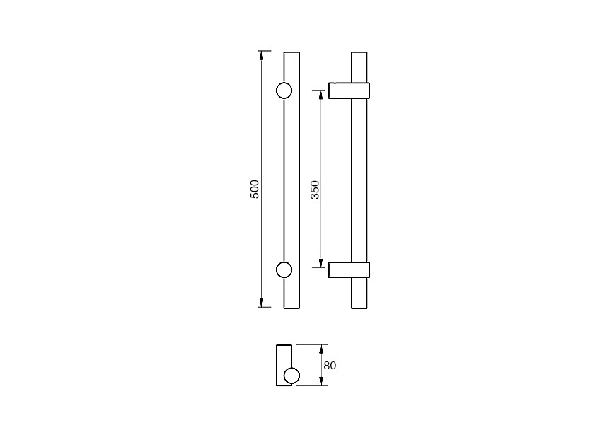 9-6048-010~~Deurgreep Hext D30X30 I350 L500 H80