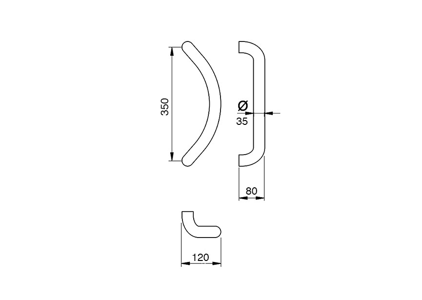 Barre de tirage Hext D35X35 I350 H80 B120