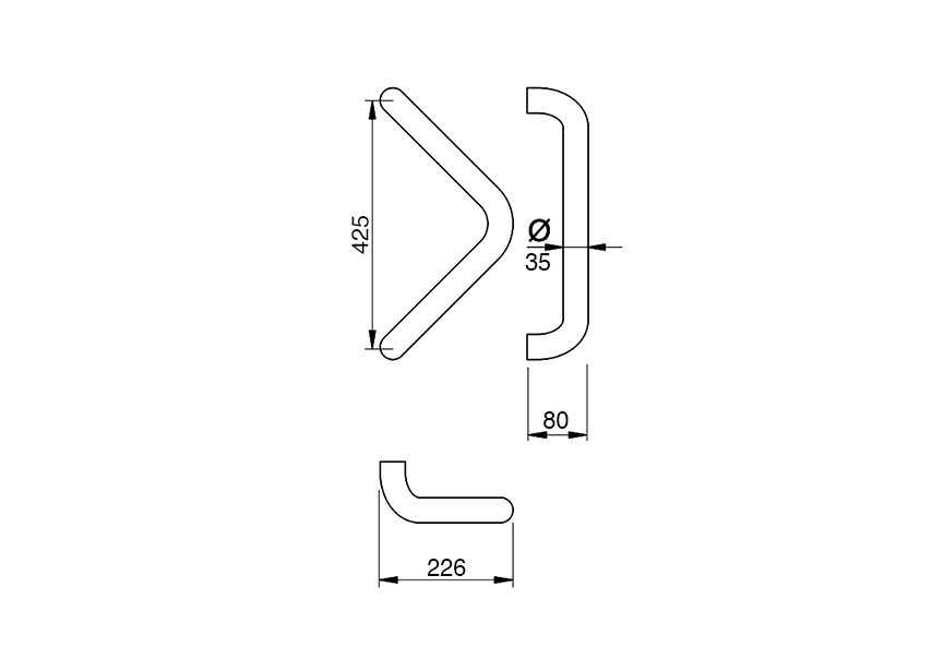 Barre de tirage Hext D35X35 I425 H80 B226