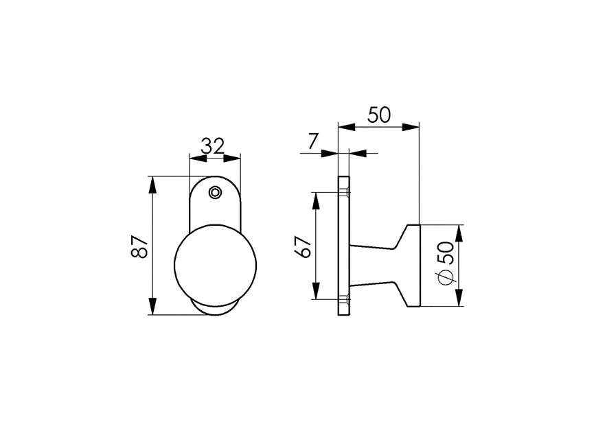 Bouton fixe en aluminium pour serrures AMF