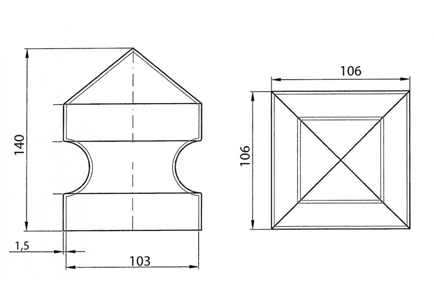 COUVERCLE EN ACIER - POUR TUBES  100x100