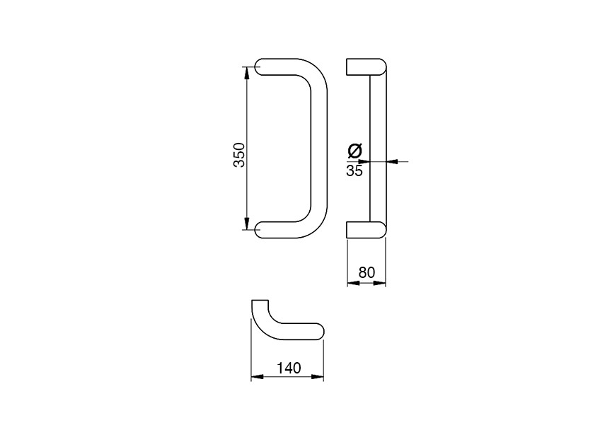 Barre de tirage Hext D35X35 I350 H80 B140