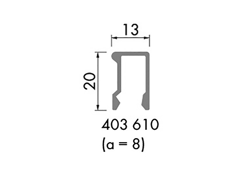 180-403610~~L=6000mm Glaslat 13x20mm in alu voor HOP profielen