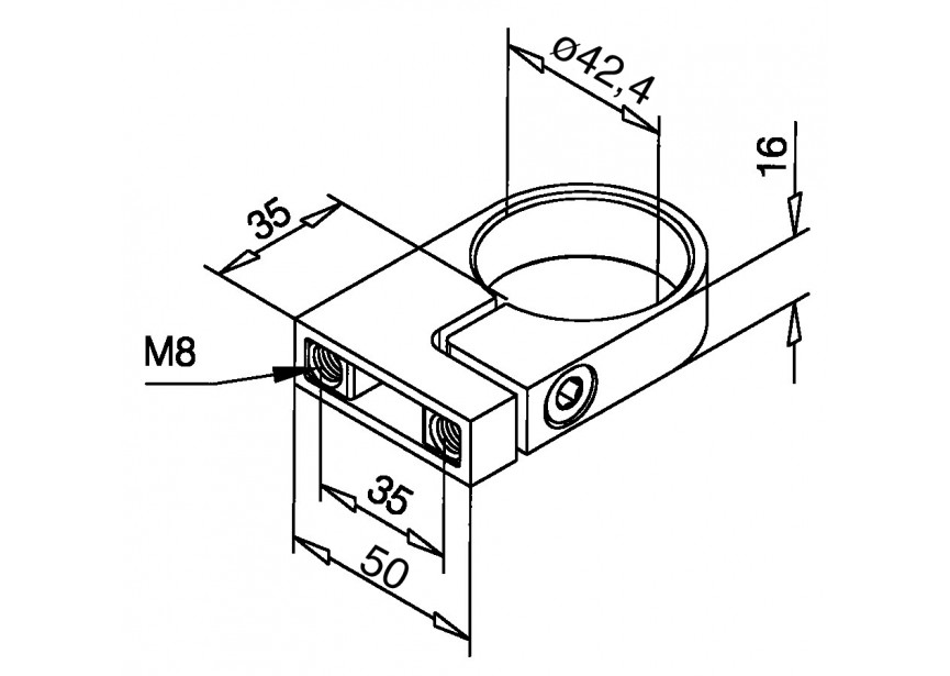 143507-042-12~~BUISKLEM, BUIS 42,4MM, LENGTE 40MM,