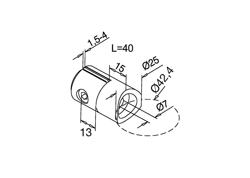 130743-042~~PLAATSTALL BEVESTIGINGSADAPTER VOOR BUIS Ø 42,4MM