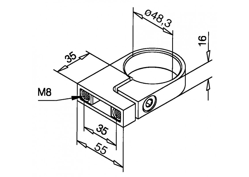 143507-048-12~~BUISKLEM, BUIS 48,3MM, LENGTE 40MM,