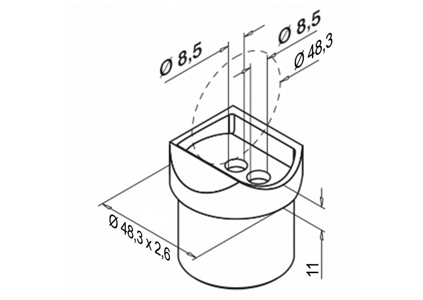 Adaptateur pour tube Ø 48,3 mm x 2,6 mm