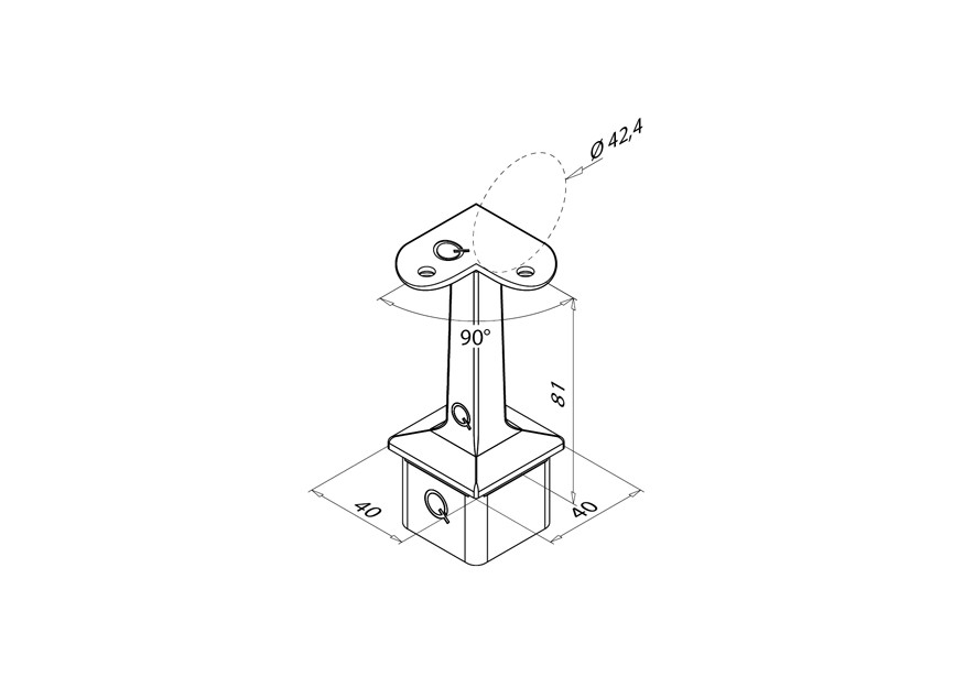 Support 90° pr m.-c. Ø 42,4x2mm