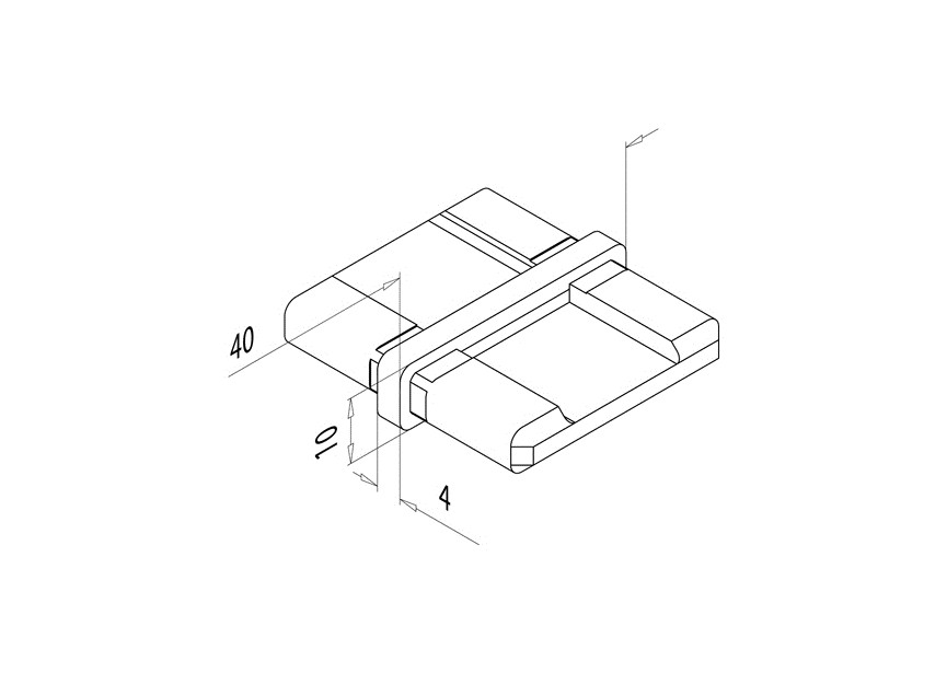 144790-041-12~~Verbindingsstuk, v. vierkant buis, 40x10x1,5mm,