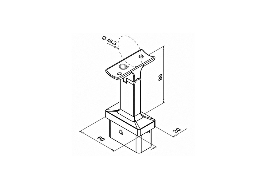 Support main cour. orient. p. tube  60x30x2,6 mm