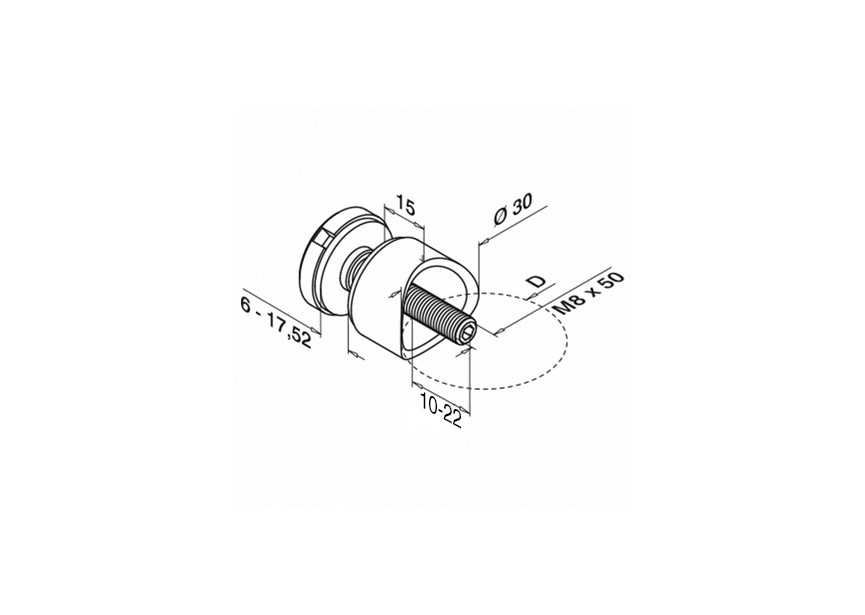 Adaptateurs pour verre, 30 mm, tube Ø 33,7 mm,