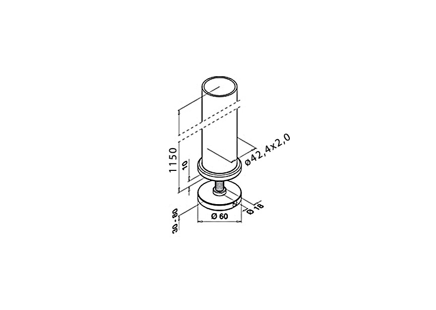 130545~~OPBOUW HEKWERK STAANDER, 42,4MM, MOD. 564