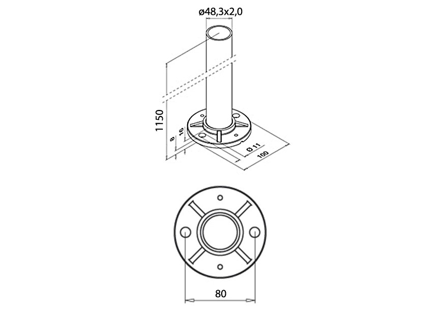 140944-248-12~~ROZET MET AANGELASTE BUIS, MODEL 944, Ø 48,3X2,0MM