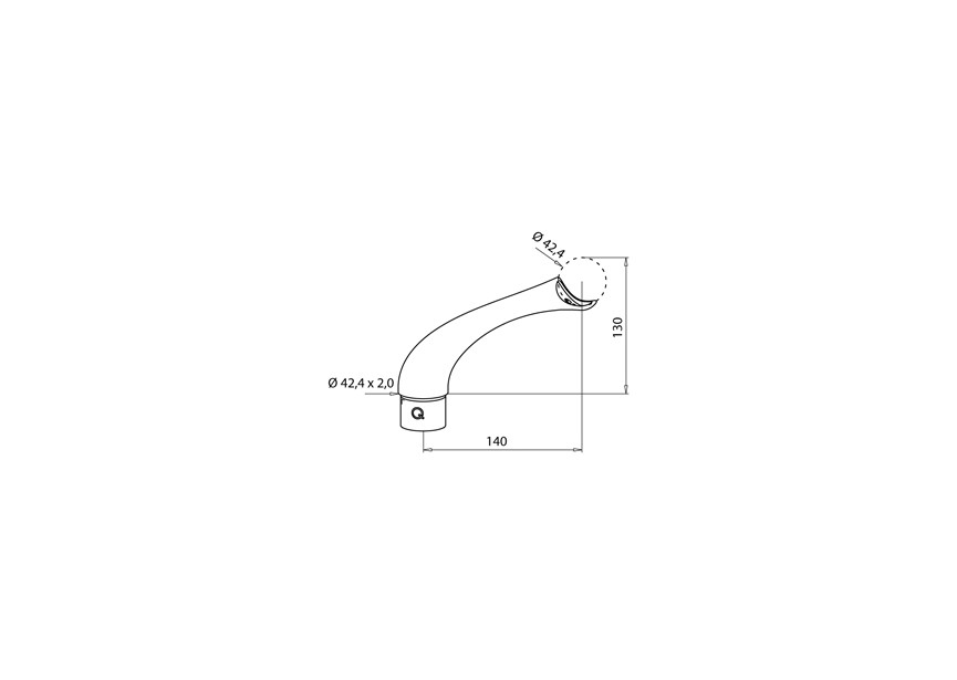 140706~~Buissteun, gebogen, Ø42,4 x 2 mm,