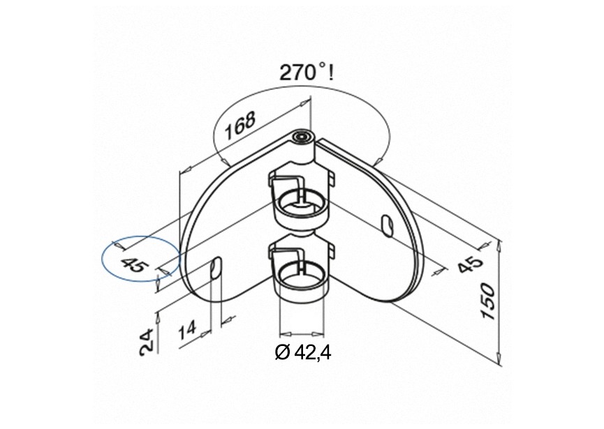 Support dangle p/ poteau Ø 42,4 - mod. 555