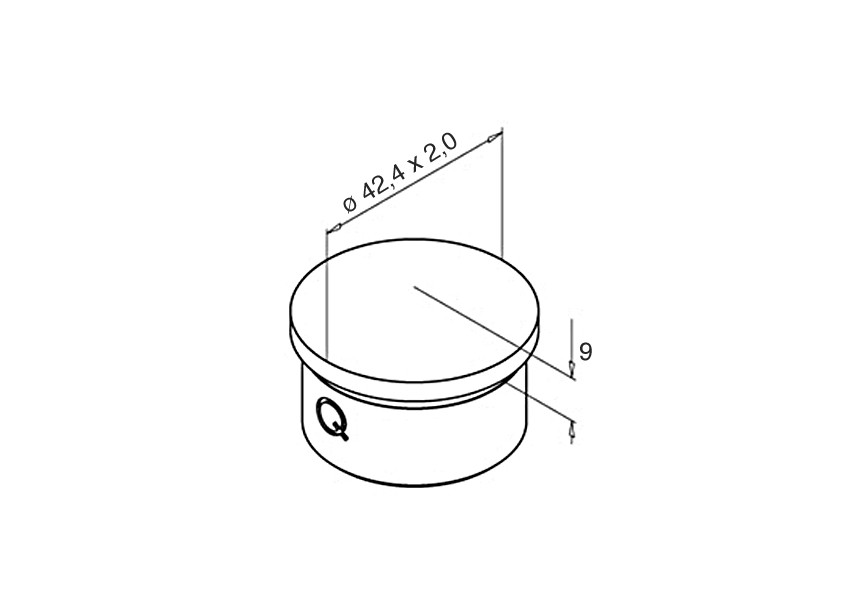 140729-242-10~~AFGERONDE EINDKAP, VOOR BUIS 42,4 X 2MM,