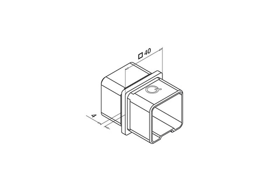 Raccord de liaison pour tube carré 40x40x2mm,