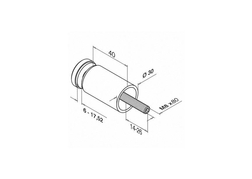 Adaptateur à verre, Ø 30mm, fixation plate