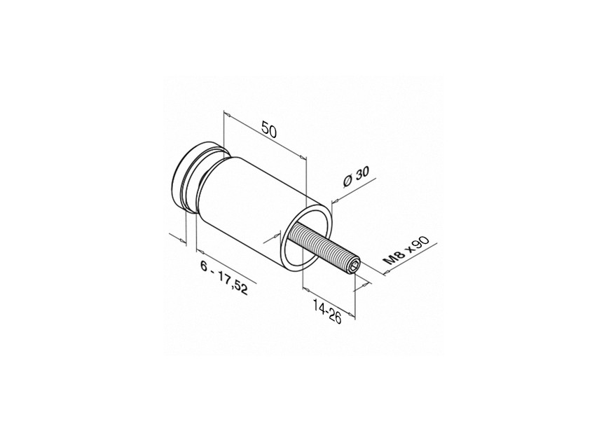 Adaptateur à verre, Ø 30mm, fixation plate