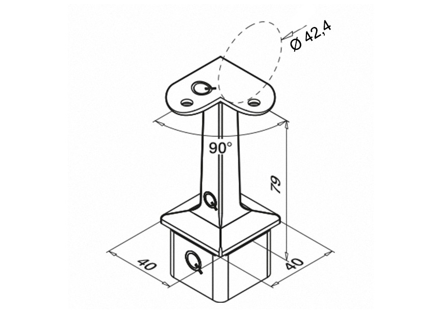 Support 90° pr m.-c. Ø 42,4x2mm