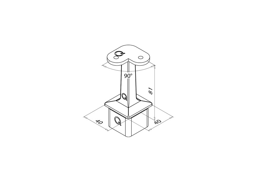 Support 90° pr main-courante plate