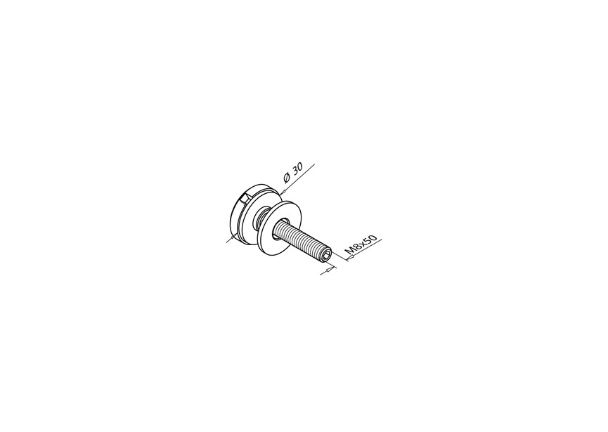 Entretoise Ø 30 p/ vitrage, fixation s/ plat -