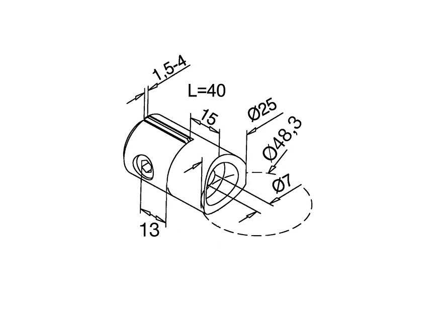 130743-048~~PLAATSTALL BEVESTIGINGSADAPTER VOOR BUIS Ø 48,3MM