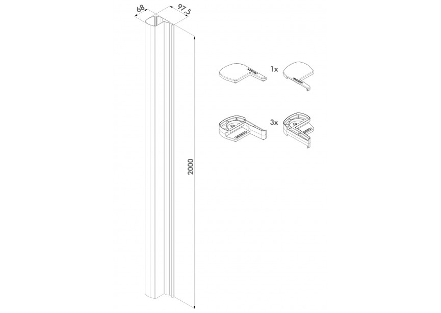 N-LINE-MAG-9005~~P00009869-9005 - Aluminium profiel verzaagbaar-zwart