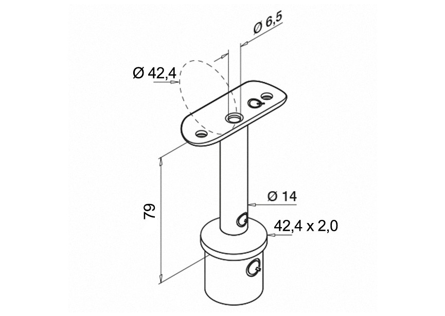 140710-042-01-12~~Buissteun, 42,4 x 2mm, op buis 42,4mm,