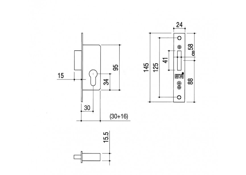 9791-30~~INBOUWSLOT ENKEL CILINDER DM 30mm