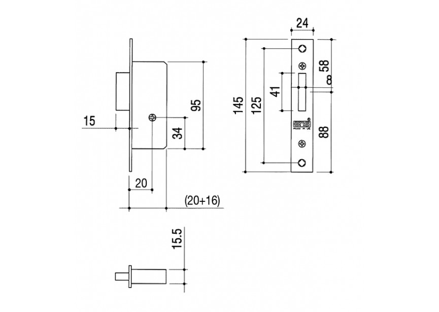 9791-S-20~~INBOUWSLOT ENKEL CILINDER STERSLEUTEL DM 20mm