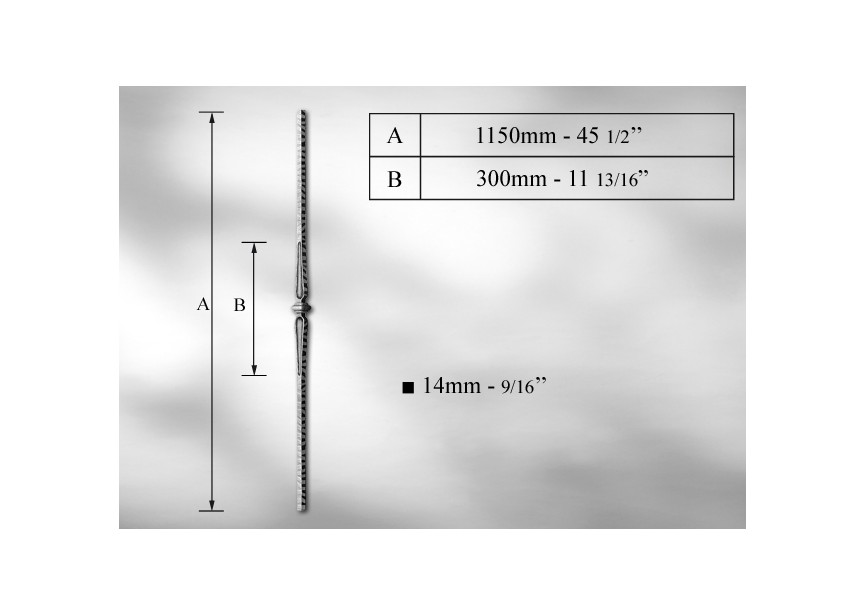 BALUSTRE MARTELE #14MM - LONGUEUR 1150MM