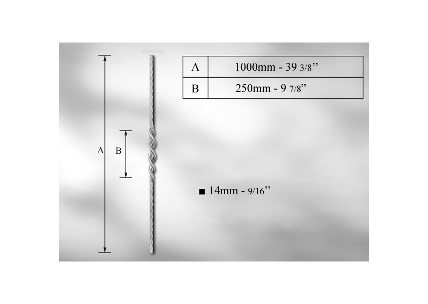 B8102~~KANTGEHAMERDE SIERSPIJL #14MM - LENGTE 1000MM