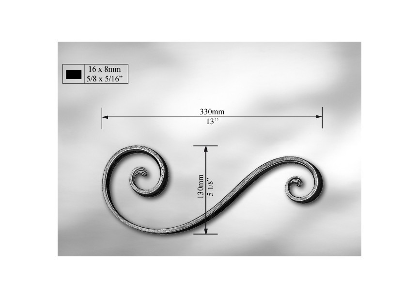 S3304~~S-KRUL 330MM. - 16X8MM.