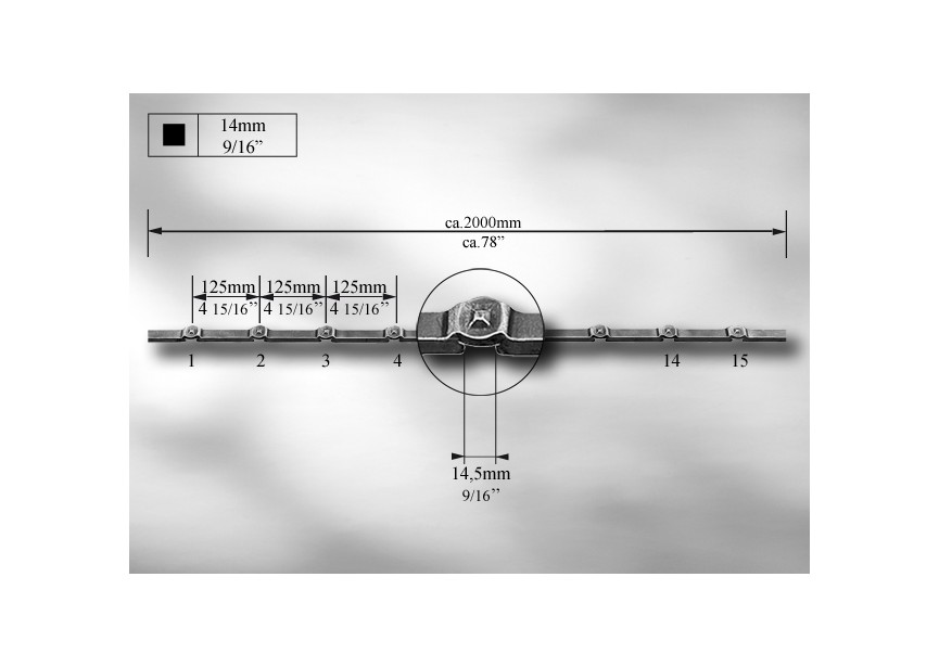 T201~~VERBINDINGSPROFIEL # 14MM - LENGTE 2 M.