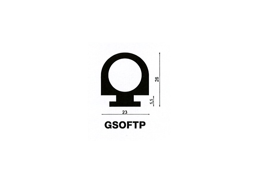 321810~~GSOFTP Zwart rubber profiel, EDPM S65 (24m)