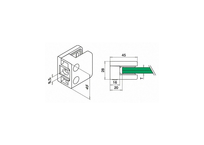 132100-000-12~~Glasklem, model 21, excl. klemrubbers,