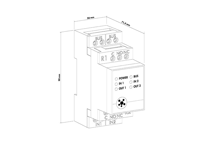 SWITCHSTONE-STD-X-230~~P00009532 - 2-kanaals relaismodule met no-nc contact