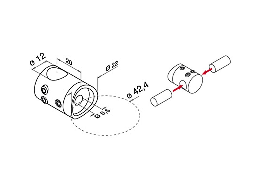 Supports transversaux tube, Ø 22 mm,