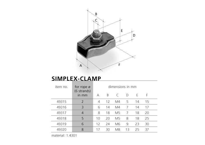 49320~~KABELHOUDER SIMPLEX -  8MM