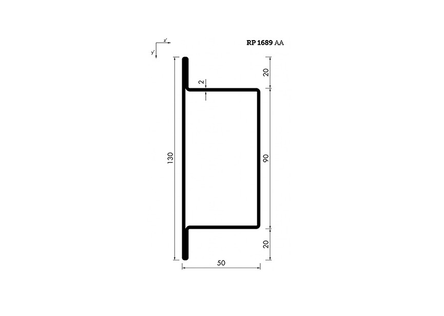 RP1689AA~~L=6000mm HOP profiel in brut staal T50x90x20x2