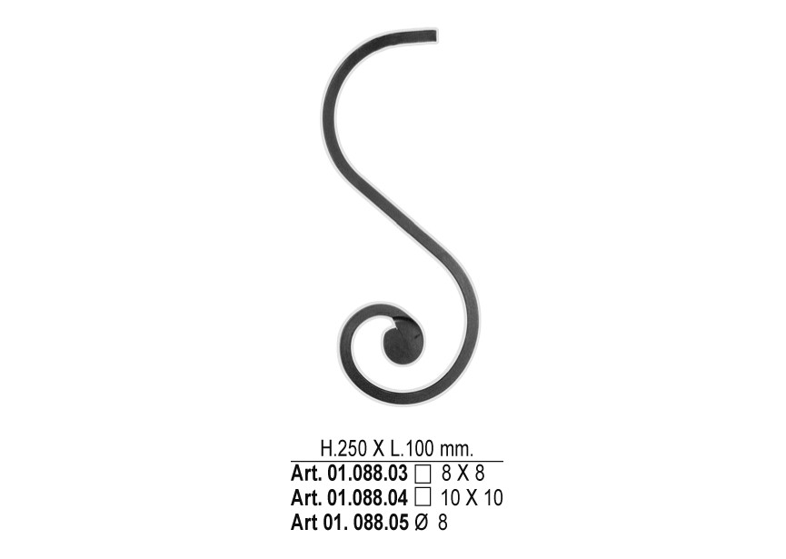 01.088.03~~S-KRUL 250X100MM 8X8MM